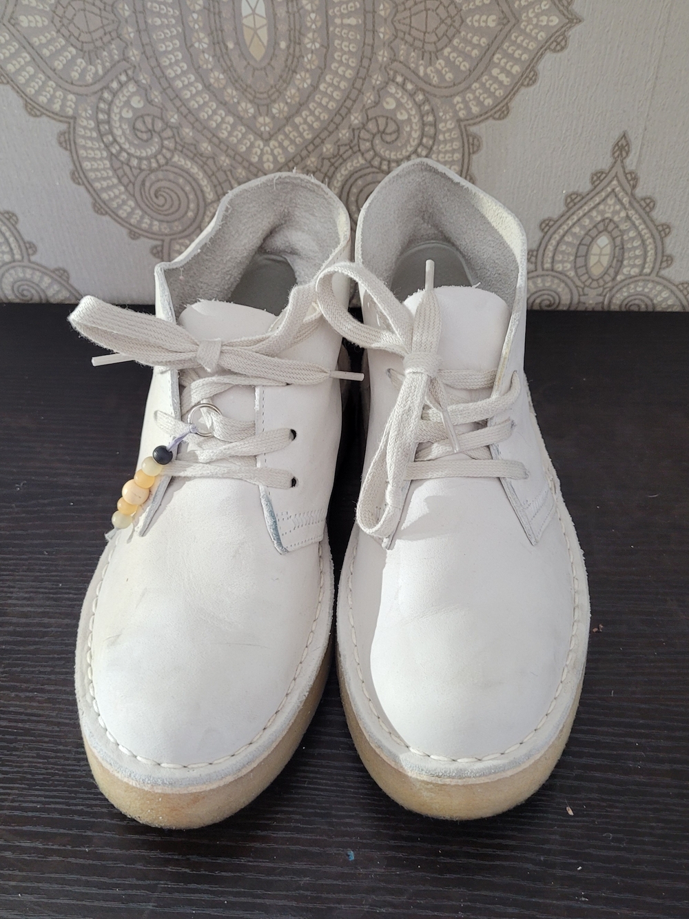 Clarks White Leather Ankle Booties